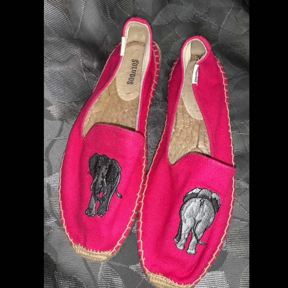 Soludos pink embroidered shoes